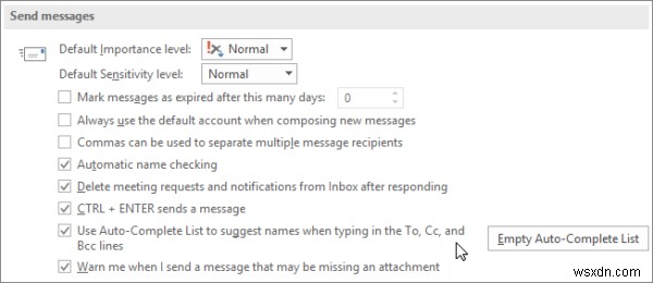 Outlook 자동 완성 목록에서 이전 이메일 주소 삭제하는 방법