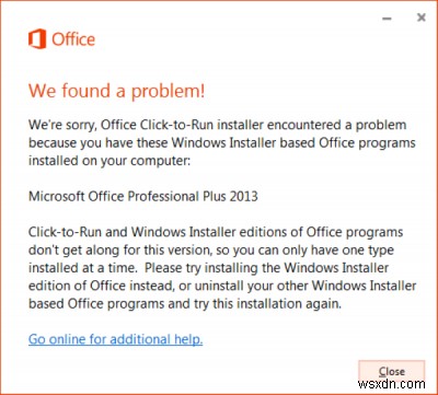 Windows 11/10에서 Office MSI와 간편 실행(Click-to-Run) 설치 충돌 문제 해결 방법