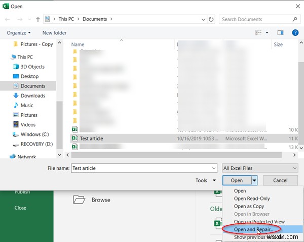 엑셀 filename.xlsx의 일부 콘텐츠에 문제가 있습니다 오류 해결하는 3가지 방법