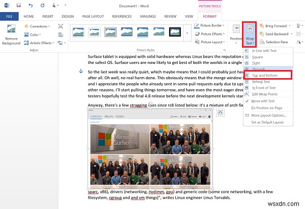 Microsoft Word에서 그림·이미지 주위로 텍스트 감싸기(줄바꿈) 설정하는 방법
