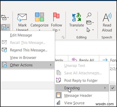 아웃룩(Outlook)에서 문자 인코딩을 변경하는 방법