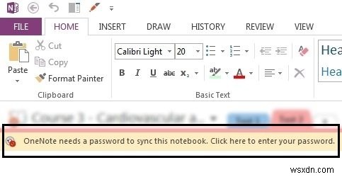 OneNote 오류 코드 0x803d0005 해결 방법: 전자 필기장 동기화에 암호가 필요합니다 문제