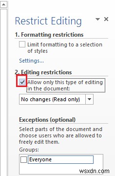 Microsoft Word에서 편집 제한 설정하는 방법