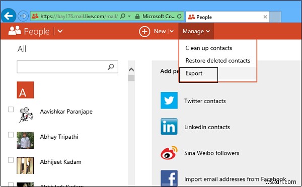 Windows People 앱 연락처를 Outlook으로 마이그레이션하는 방법
