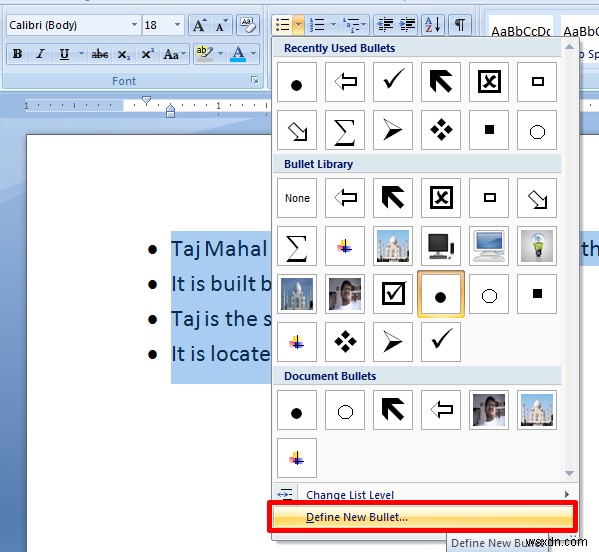 Microsoft Word에서 그림을 글머리 기호로 사용하는 방법