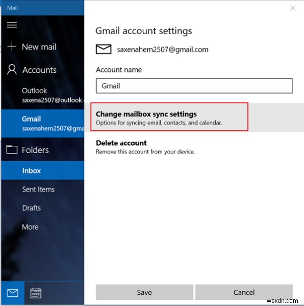 Windows 11/10 메일 앱 동기화 설정 관리하는 방법