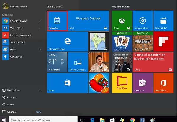 Windows 10 캘린더 앱에서 일일 날씨 예보 표시하는 방법