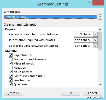 Microsoft Word에서 문법 및 스타일 검사 설정 구성하는 방법
