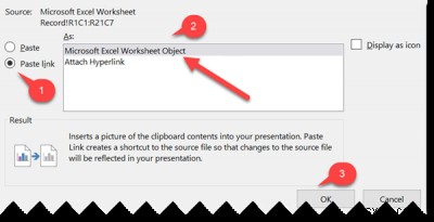 파워포인트(PowerPoint)에 Excel 워크시트 데이터 일부를 연결하는 방법