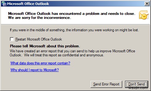Microsoft Outlook  문제가 발생하여 종료해야 합니다  오류 해결 방법
