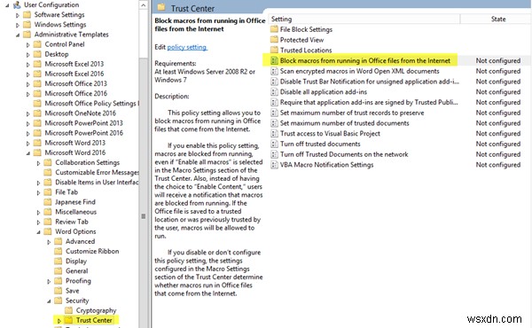 Windows 그룹 정책으로 Microsoft Office 매크로 바이러스 차단하는 방법