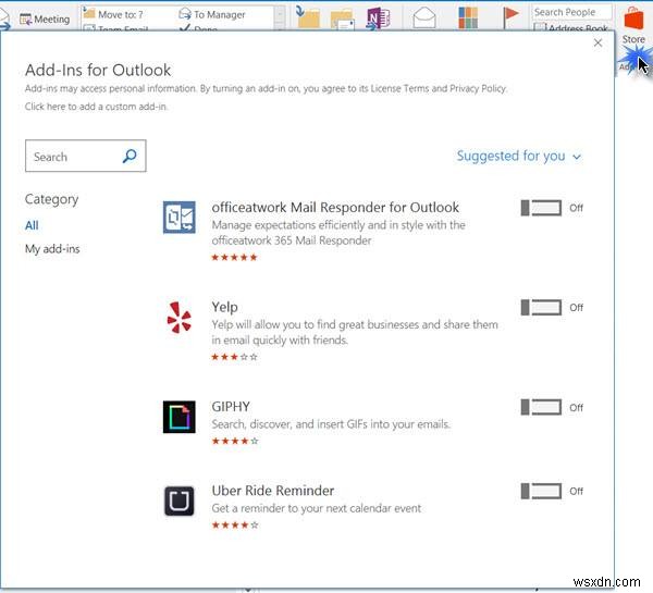 Microsoft Outlook 추가 기능 활성화, 비활성화 및 제거하는 방법