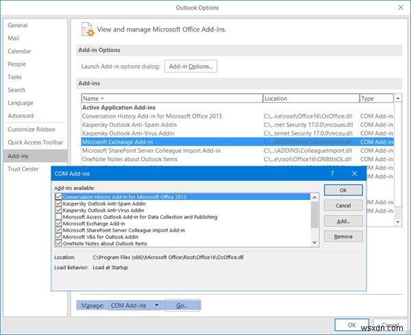 Microsoft Outlook 추가 기능 활성화, 비활성화 및 제거하는 방법