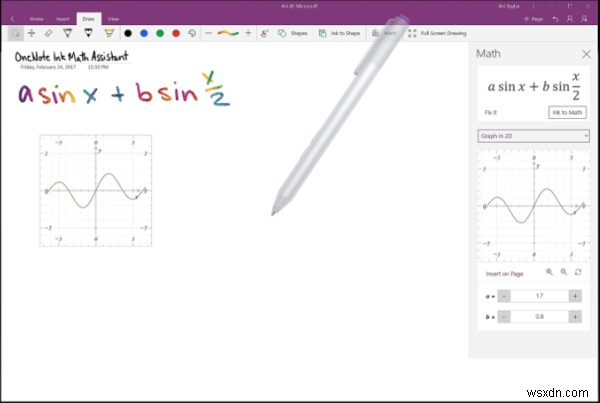 Windows 10 OneNote에서 방정식 그래프 그리는 방법 – 잉크 수학 도우미 활용 가이드