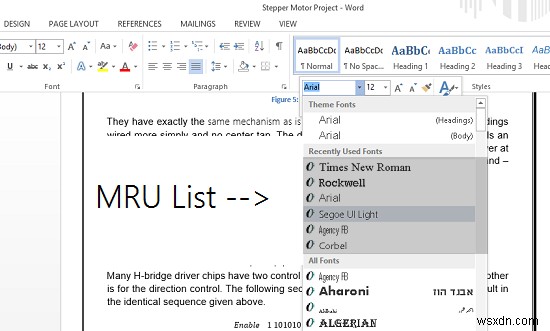 워드(Word)에서 최근 사용한 글꼴(MRU) 목록 숨기는 방법