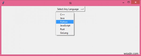 파이썬 Tkinter로 드롭다운 메뉴(OptionMenu) 만드는 방법