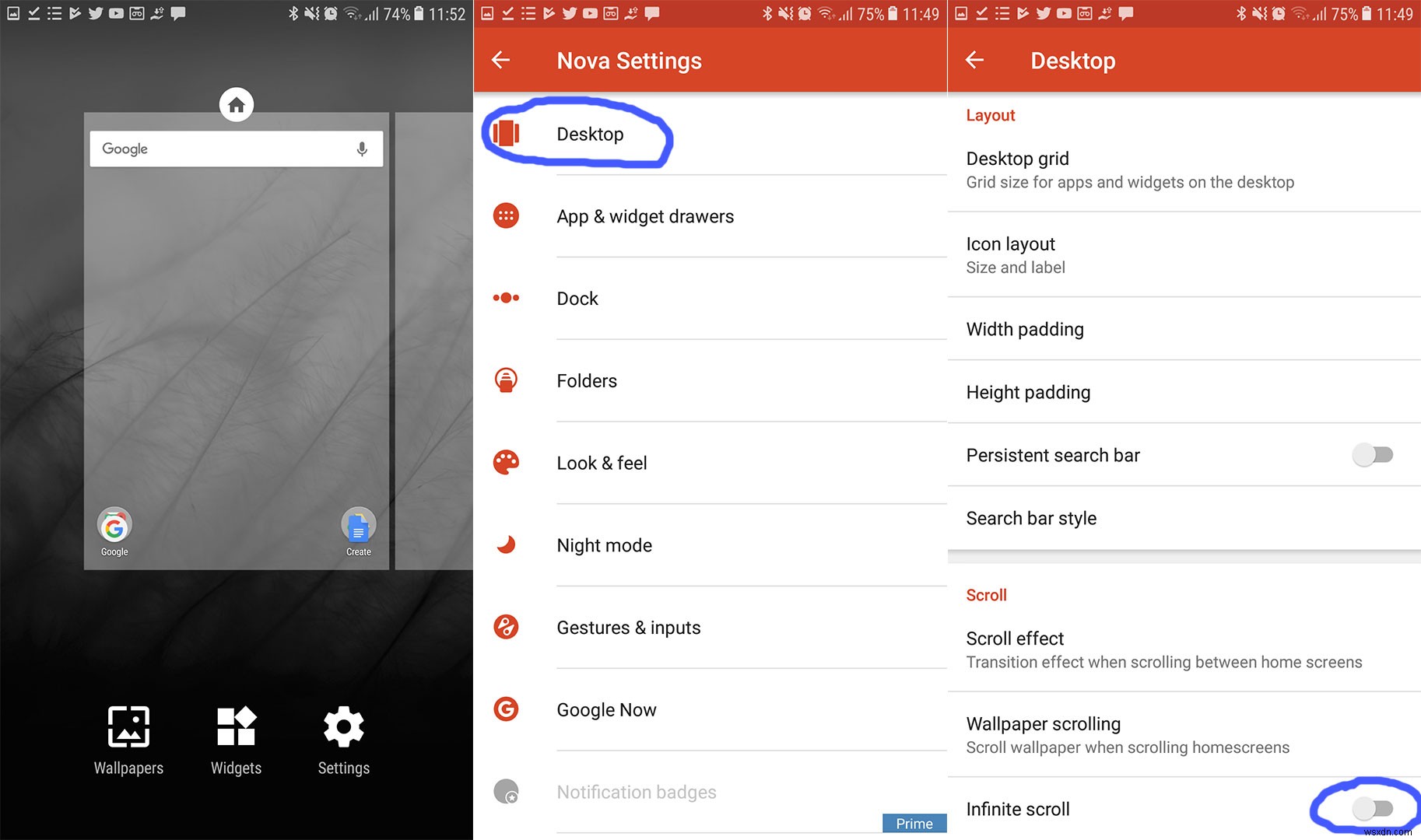 노바 런처(Nova Launcher) 홈 화면에서 Google Now 페이지 활성화하는 방법