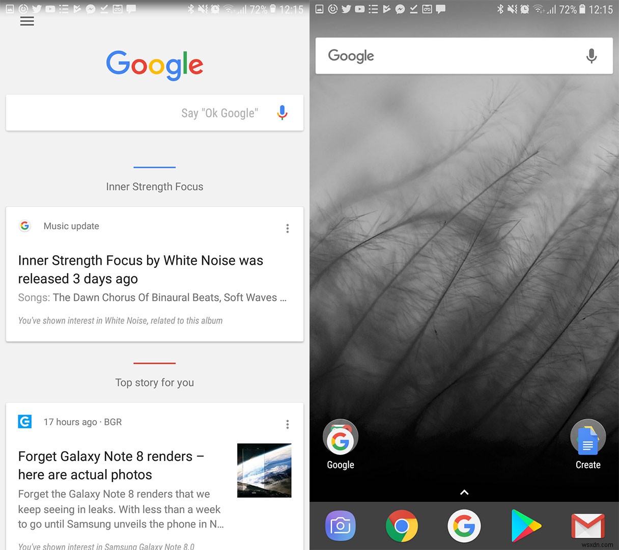노바 런처(Nova Launcher) 홈 화면에서 Google Now 페이지 활성화하는 방법