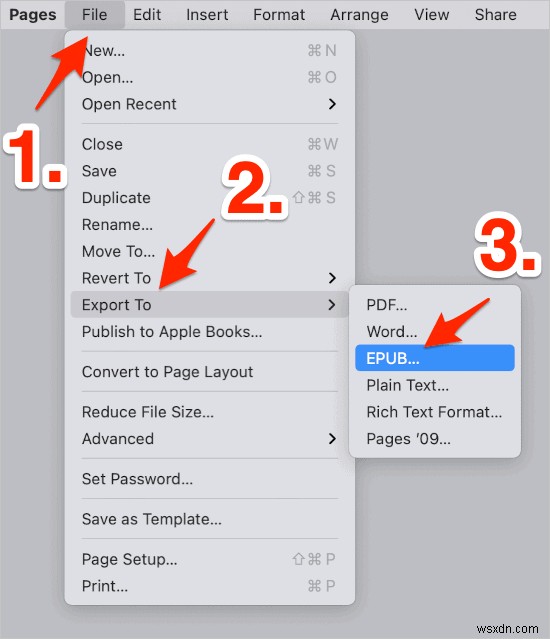 Pages(페이지)에서 만든 문서를 ePub 파일로 저장하는 방법