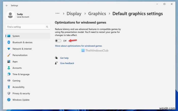 Windows 11에서 창 게임 최적화 기능 켜고 끄는 방법