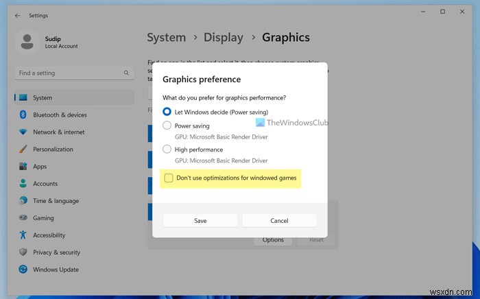 Windows 11에서 창 게임 최적화 기능 켜고 끄는 방법