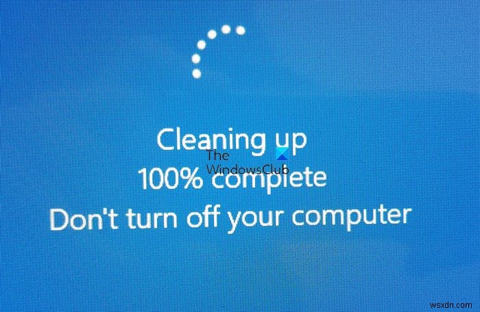 Windows 업데이트 후 정리 중 화면에서 멈춰 있을 때 해결하는 방법