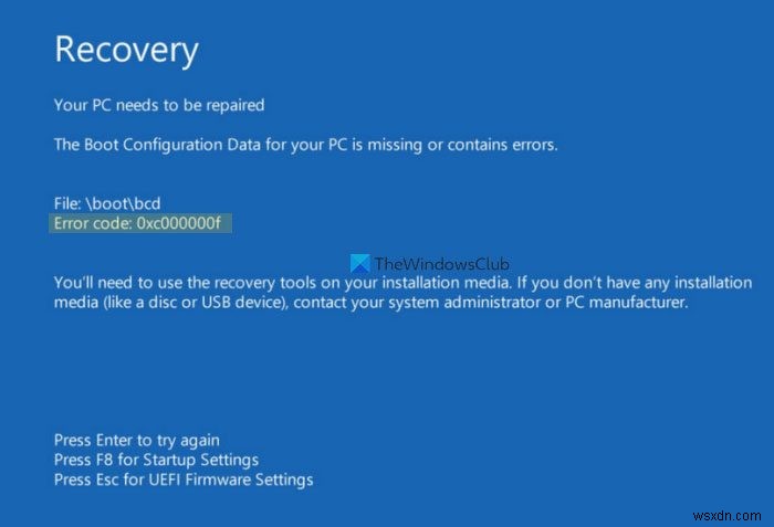 Windows 11/10에서 오류 코드 0xc00000f 해결하는 완벽 가이드