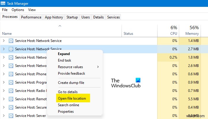 Windows 11/10 서비스 호스트 네트워크 서비스(Service Host: Network Service) 높은 네트워크 사용량 해결 방법