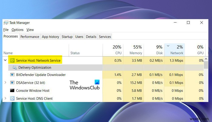 Windows 11/10 서비스 호스트 네트워크 서비스(Service Host: Network Service) 높은 네트워크 사용량 해결 방법