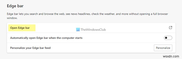 Microsoft Edge에서 Edge Bar(엣지 바) 활성화하고 사용하는 방법