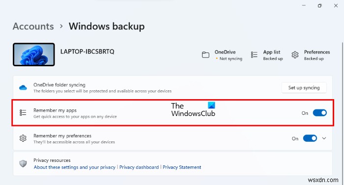 Windows 11에서  내 앱 기억  기능 활성화 및 비활성화하는 방법