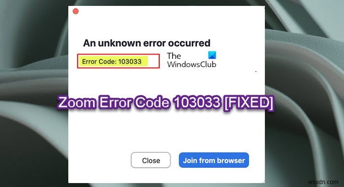 Windows 11/10에서 Zoom 오류 코드 103033 해결하는 방법