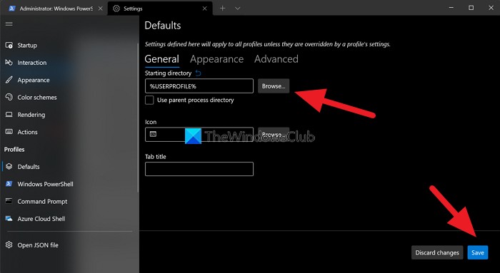 Windows 터미널에서 시작 디렉터리 변경하는 방법
