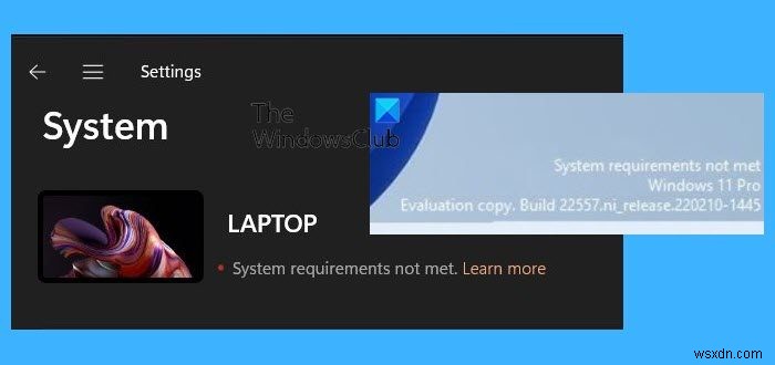 Windows 11 시스템 요구 사항 미충족 워터마크 및 알림 제거하는 방법