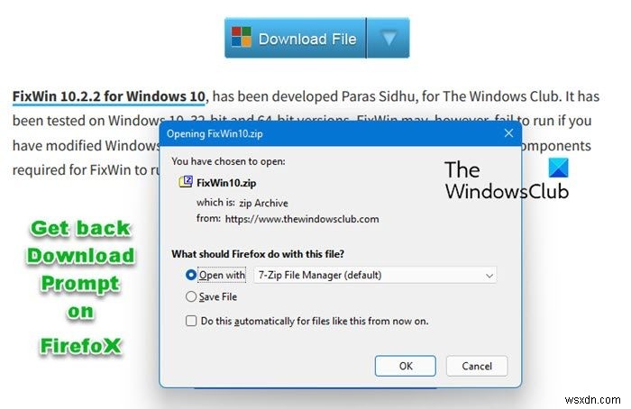 Windows 11/10 파이어폭스(Firefox)에서 다운로드 프롬프트 활성화하는 방법