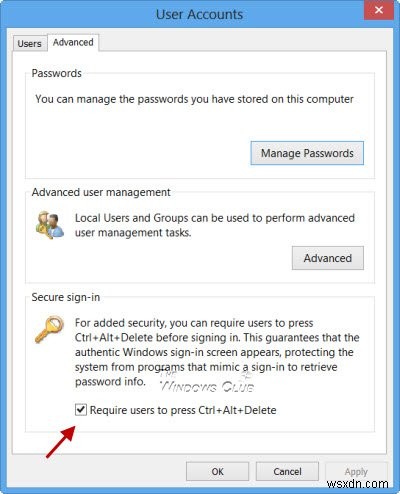 Windows 11/10에서 Ctrl+Alt+Del 보안 로그온 활성화 또는 비활성화하는 방법