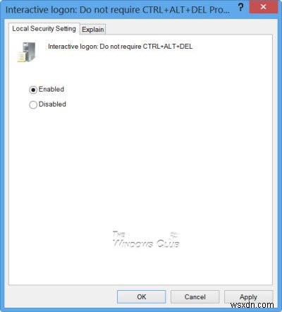 Windows 11/10에서 Ctrl+Alt+Del 보안 로그온 활성화 또는 비활성화하는 방법