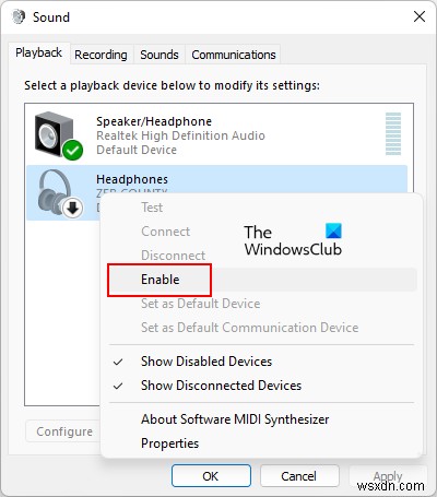 Windows 11/10에서  오디오 장치가 비활성화됨  오류 해결하는 방법