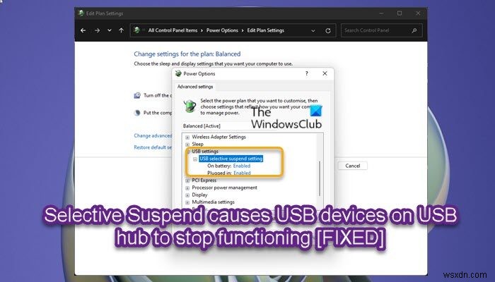 선택적 일시 중단으로 인해 USB 허브의 USB 장치가 작동하지 않을 때 해결 방법