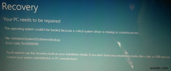 Windows 11/10 PC를 복구해야 합니다 오류 0x0000098 완벽 해결 가이드