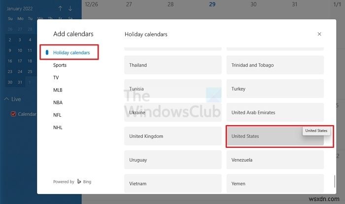Windows 11/10 캘린더 앱에 국가별 공휴일 추가하는 방법