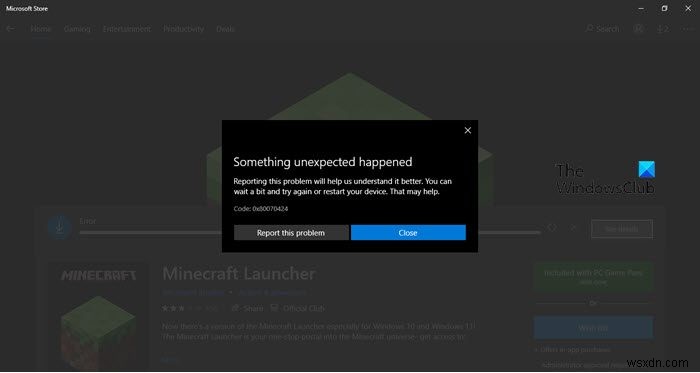 마인크래프트(Minecraft) 설치 오류 0x80070424, 0x80131509, 0x80070057 해결 방법