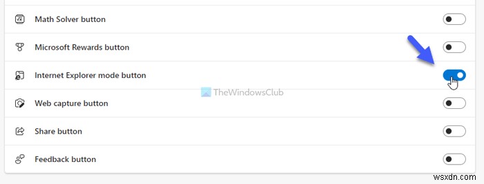 Microsoft Edge 도구 모음에 Internet Explorer 모드 버튼 추가·제거하는 방법