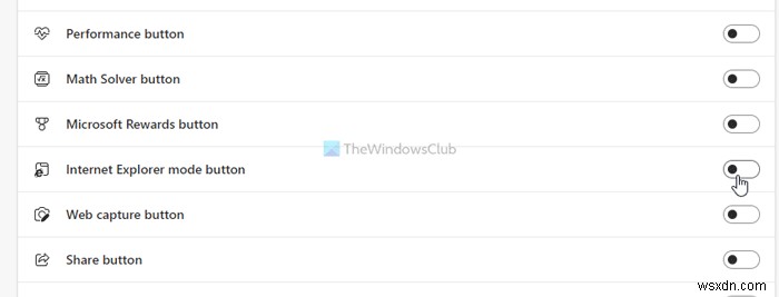 Microsoft Edge 도구 모음에 Internet Explorer 모드 버튼 추가·제거하는 방법