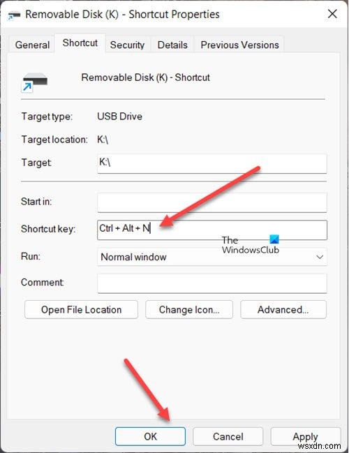 Windows 11/10에서 USB 드라이브를 여는 키보드 단축키 만드는 방법
