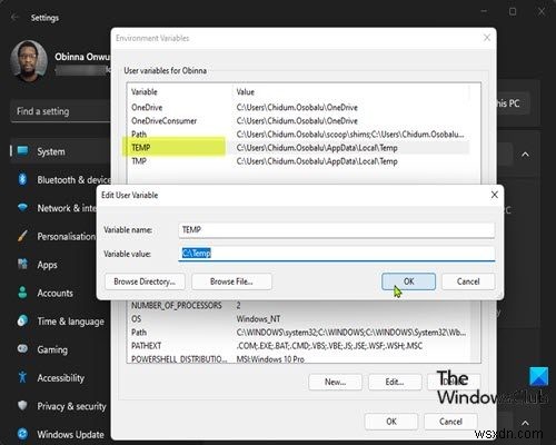 Windows 11/10  내부 오류: 임시 디렉터리를 생성할 수 없음  완벽 해결 가이드