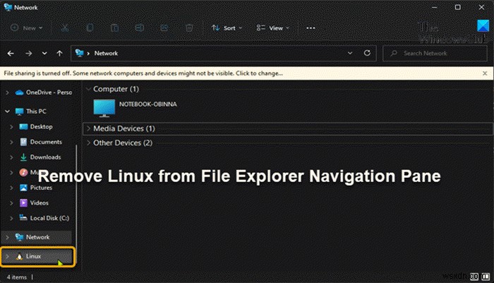 Windows 11/10 파일 탐색기 탐색 창에 Linux 항목 추가 또는 제거하는 방법