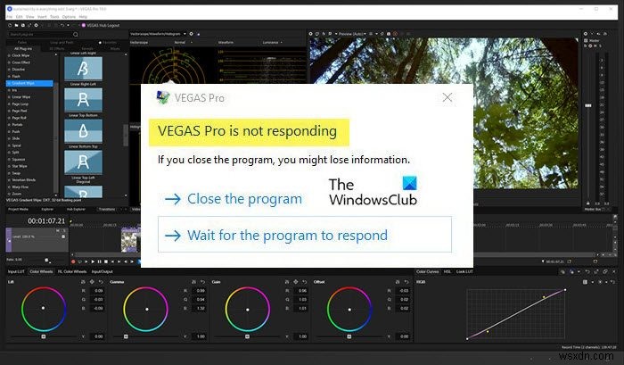 Sony Vegas가 Windows 11/10에서 계속 충돌하거나 응답하지 않을 때 해결 방법