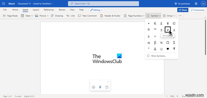 Windows 11/10에서 키보드로 같지 않음(≠) 기호 입력하는 방법