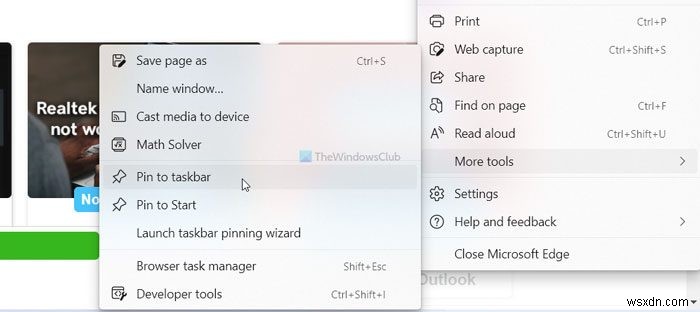 Windows 11/10에서 Chrome·Edge·Firefox로 웹사이트를 작업 표시줄과 시작 메뉴에 고정하는 방법